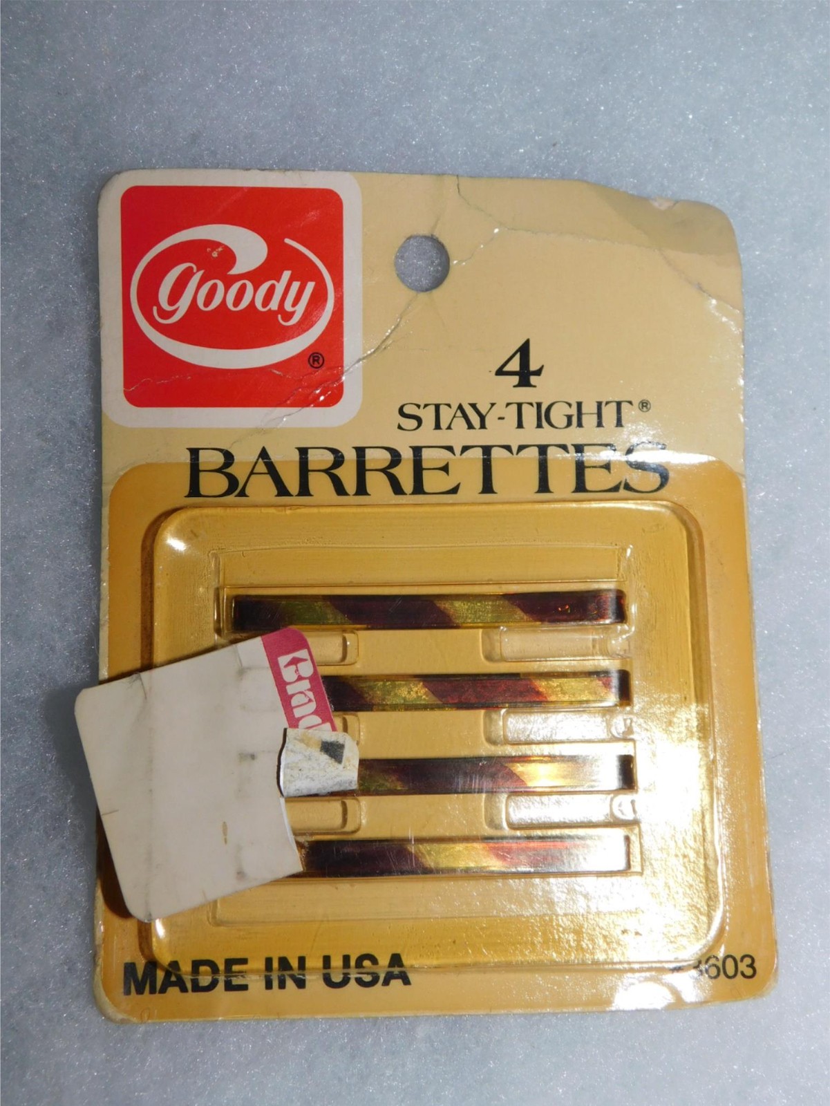RETRO GOODY STAY TIGHT BARRETTES IN ORIGINAL PACKAGE #3603 TORTOISE SHELL