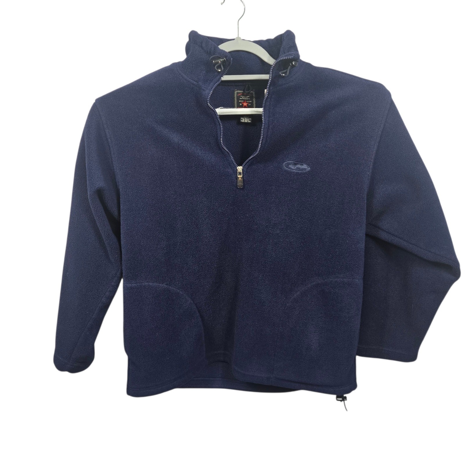 Vintage American Eagle Outfitters 1/4 Zip Fleece Pullover Y2K Navy Blue Mens L