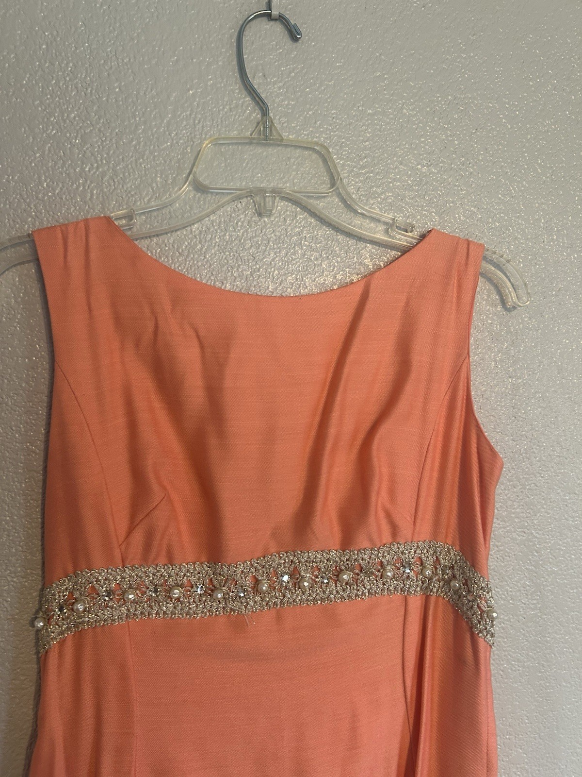 Vintage 1960s 1970s Handmade Hostess Dress Small Medium Coral Peach Party Dress