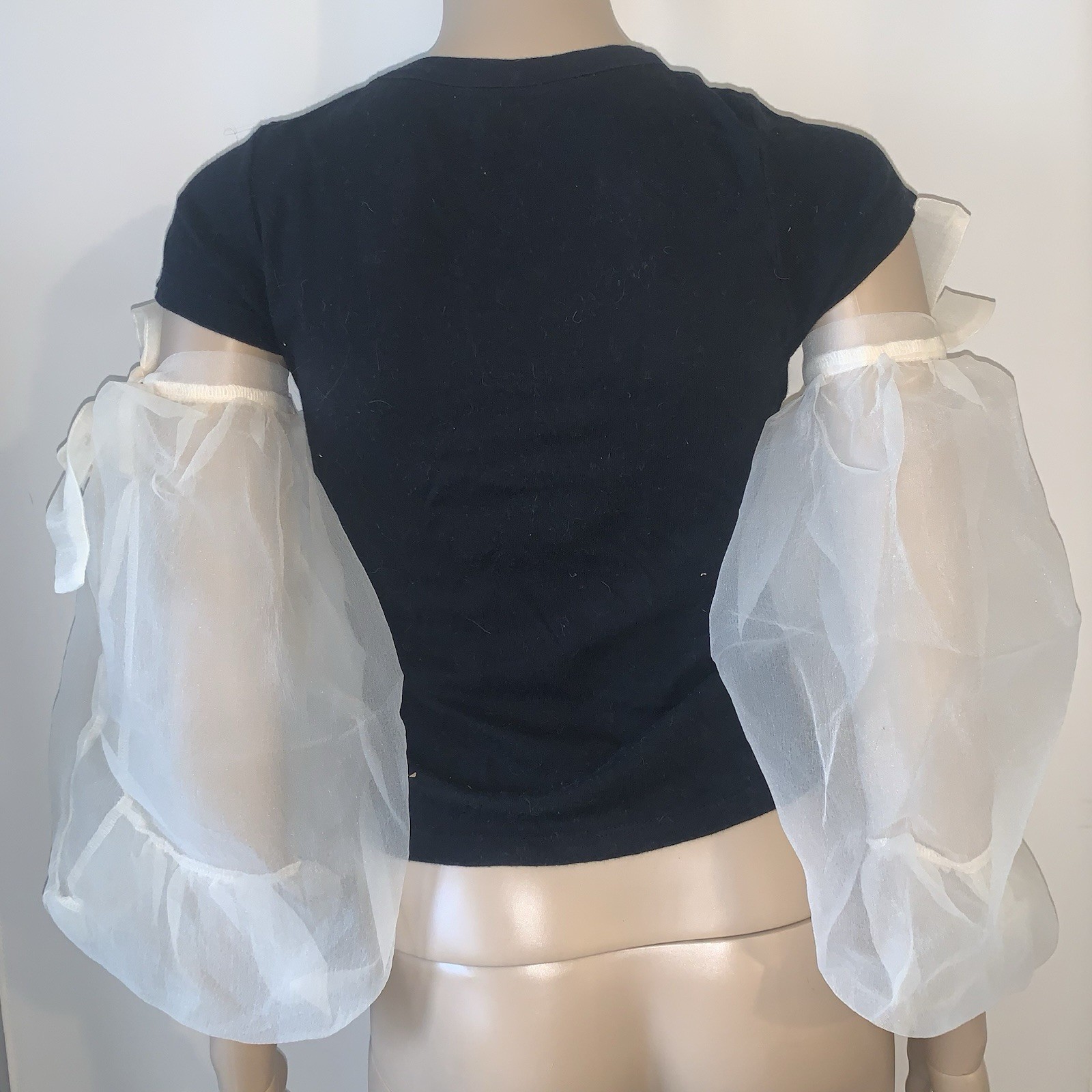 Vintage Sheer Nude Color Synthetic Mutton Puff Sleeve Accessory