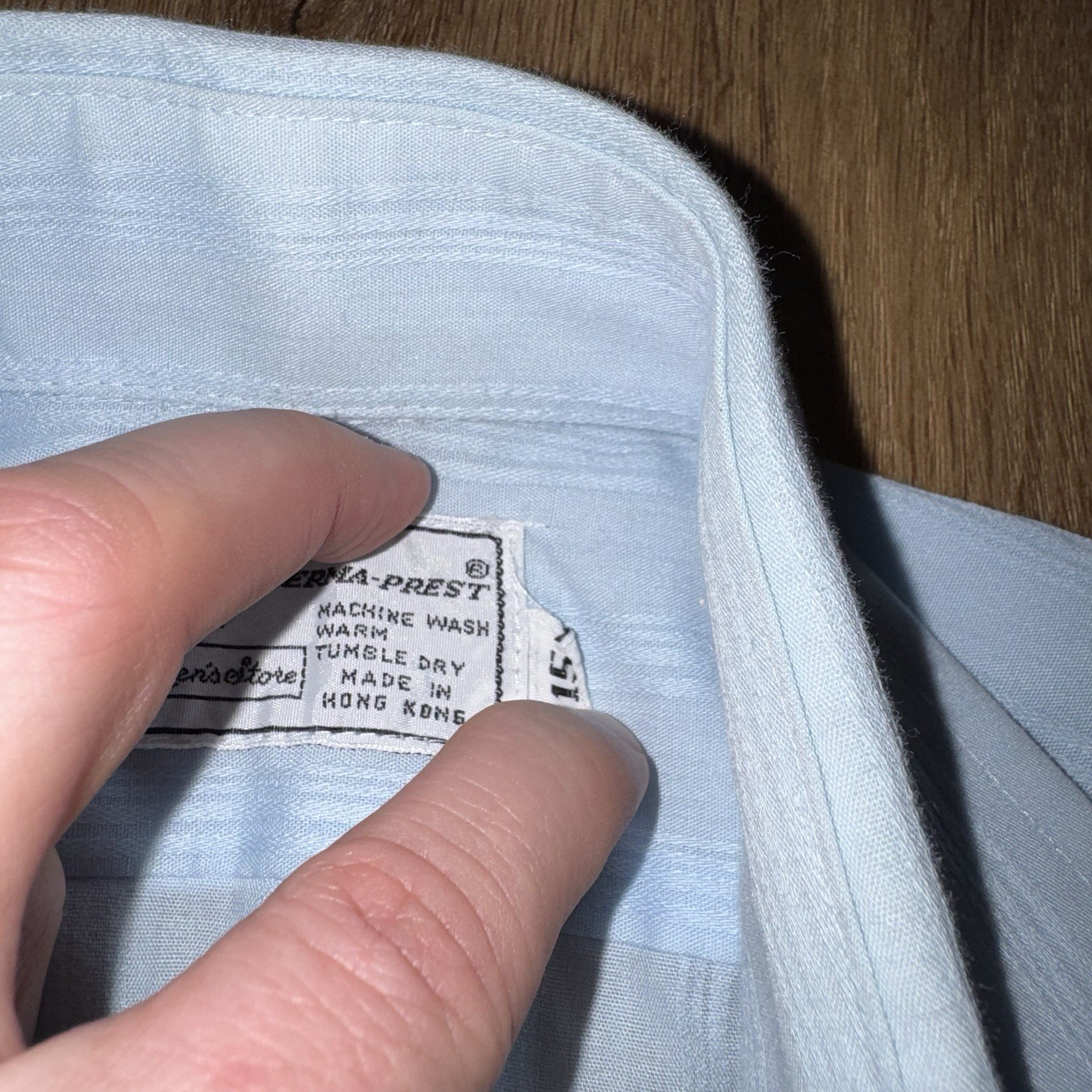 Vintage Sears Dress Shirt MCM Striped Mod Disco Light Blue 70s Medium Mens 15