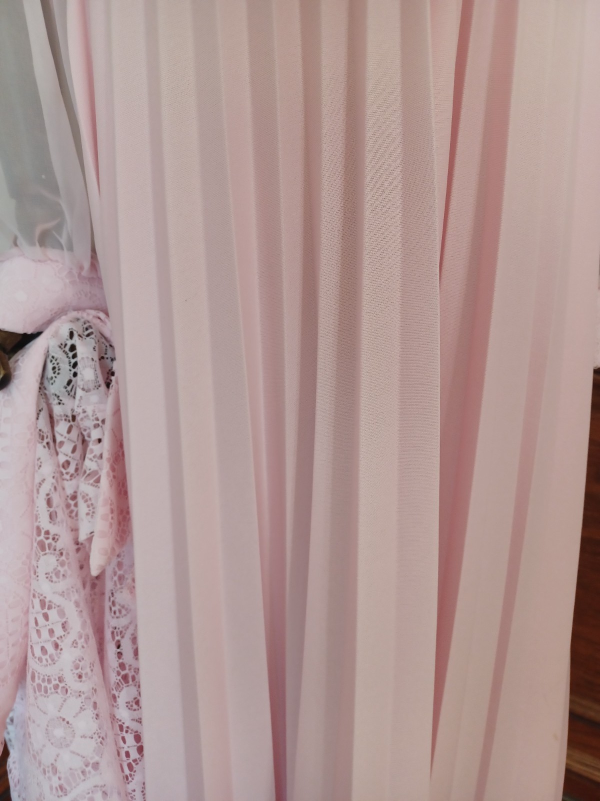 Vintage 1970s 3 Piece Pink Romantic Prairie Accordion Pleat Maxi-Dress, Sz 22.5