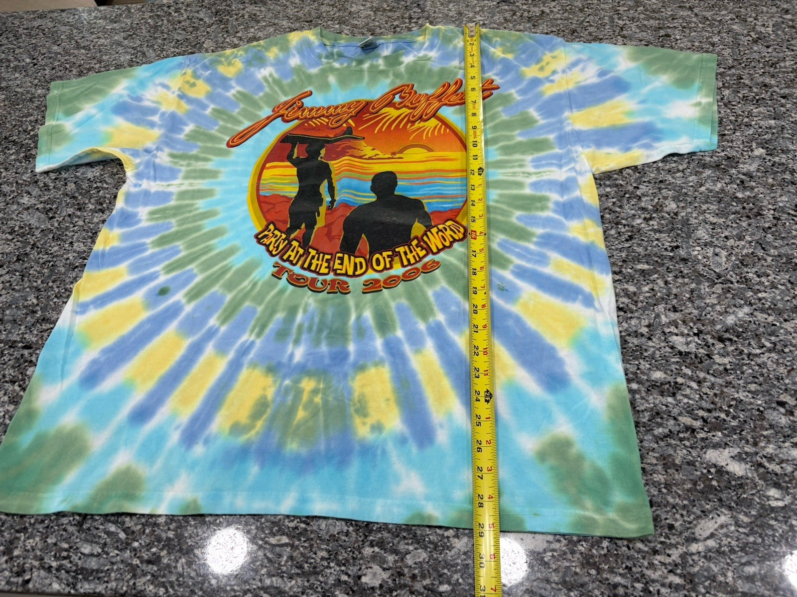 VTG 2006 JIMMY BUFFETT PARTY @ END WORLD TIE DYE T SHIRT XL CONCERT TOUR Y2K