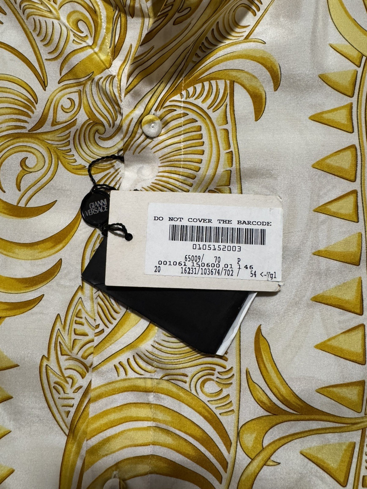 GIANNI VERSACE Vintage ivory & gold silk shirt Baroque print