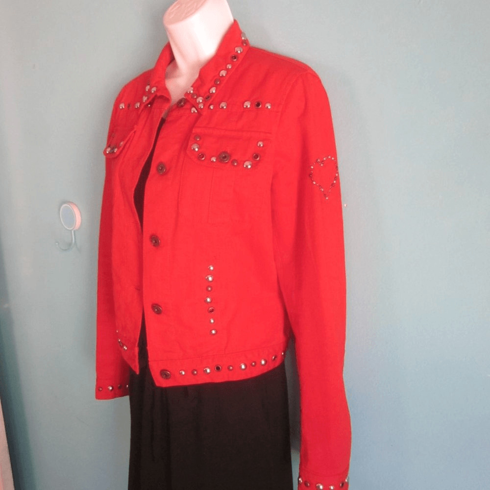 Moschino Womens Size 6 Cheap & Chic Red Embellished Cropped Jacket Made in Italy