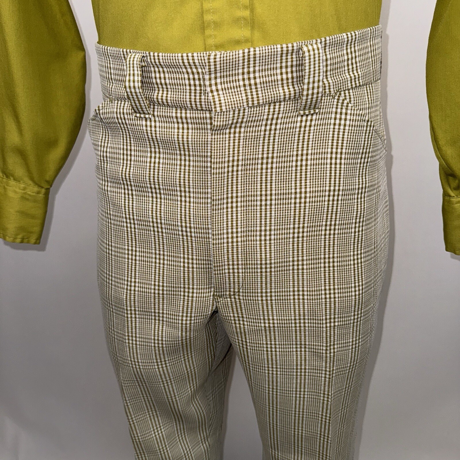 1960s Pants Mens Vtg 60s Madmen Rat pack Disco Plaid Polyester Mod MCM 35 27