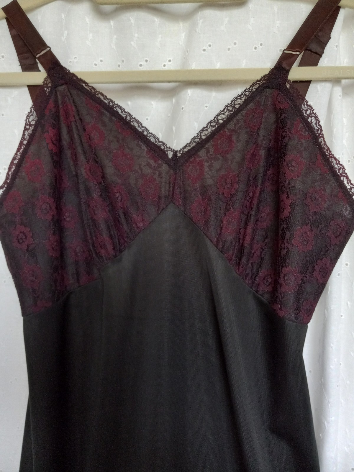 Rare 40s Vintage Black With 10 Inch Red Lace Flare Bottom