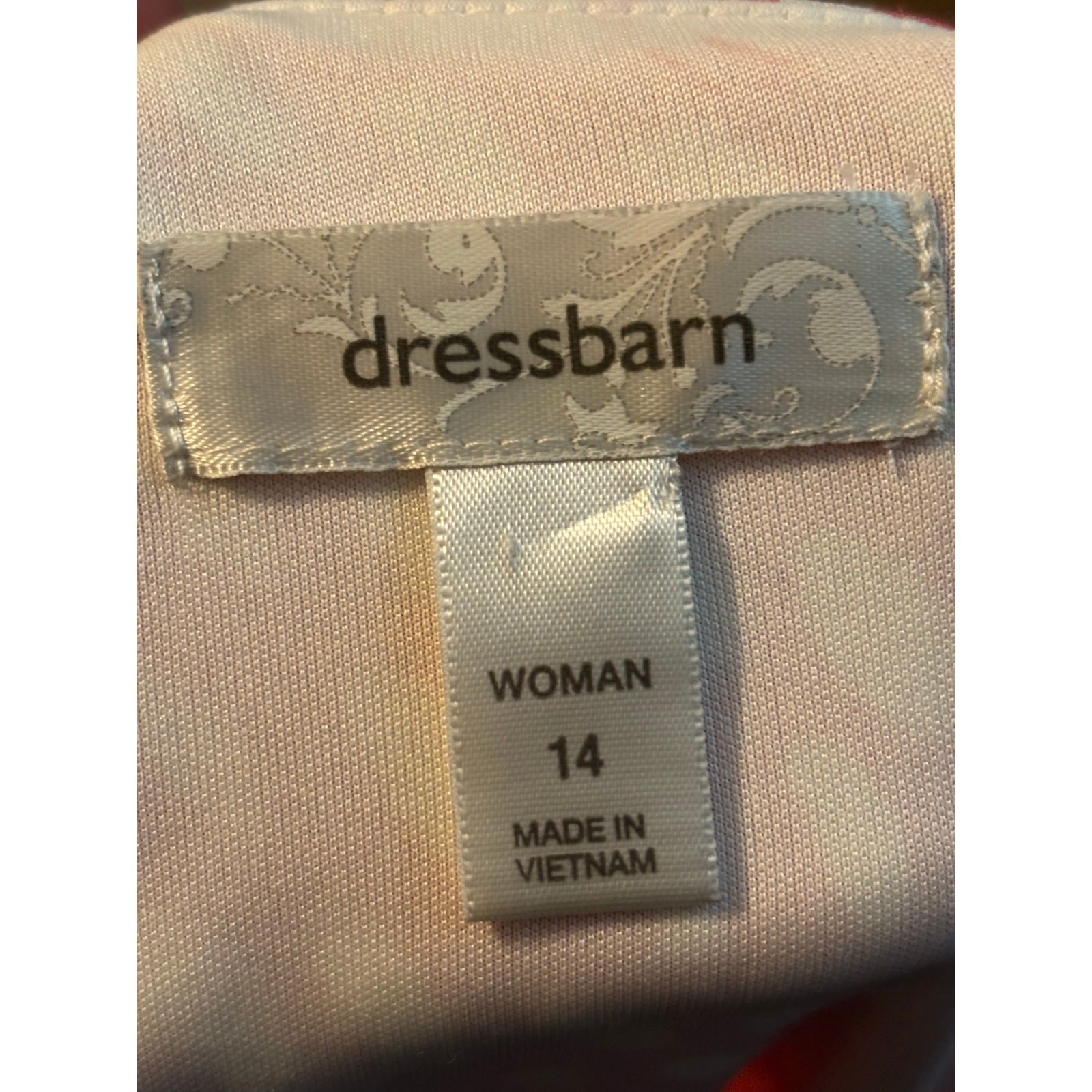Dressbarn Coral And White Paint Splash Print Dress Womens 14