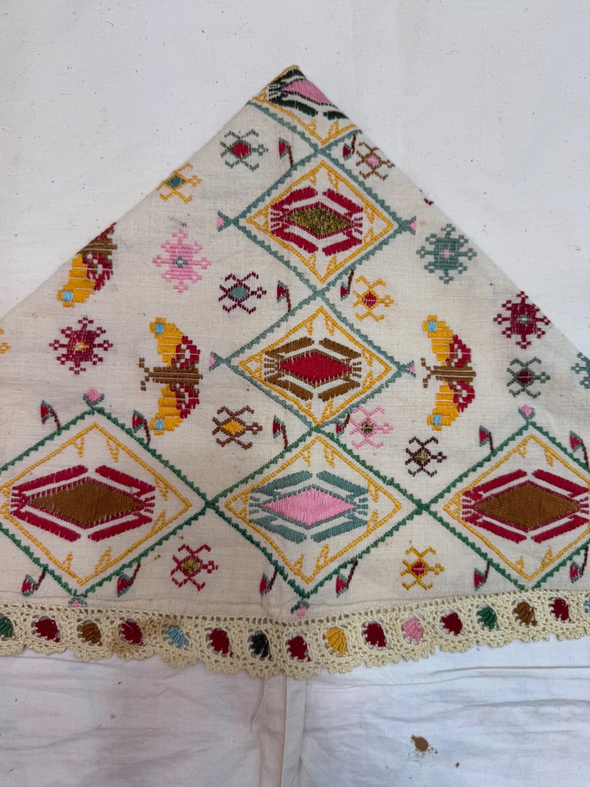 Vintage Beautiful Hand Silk Embroidered Head Cape 71×64 Cm