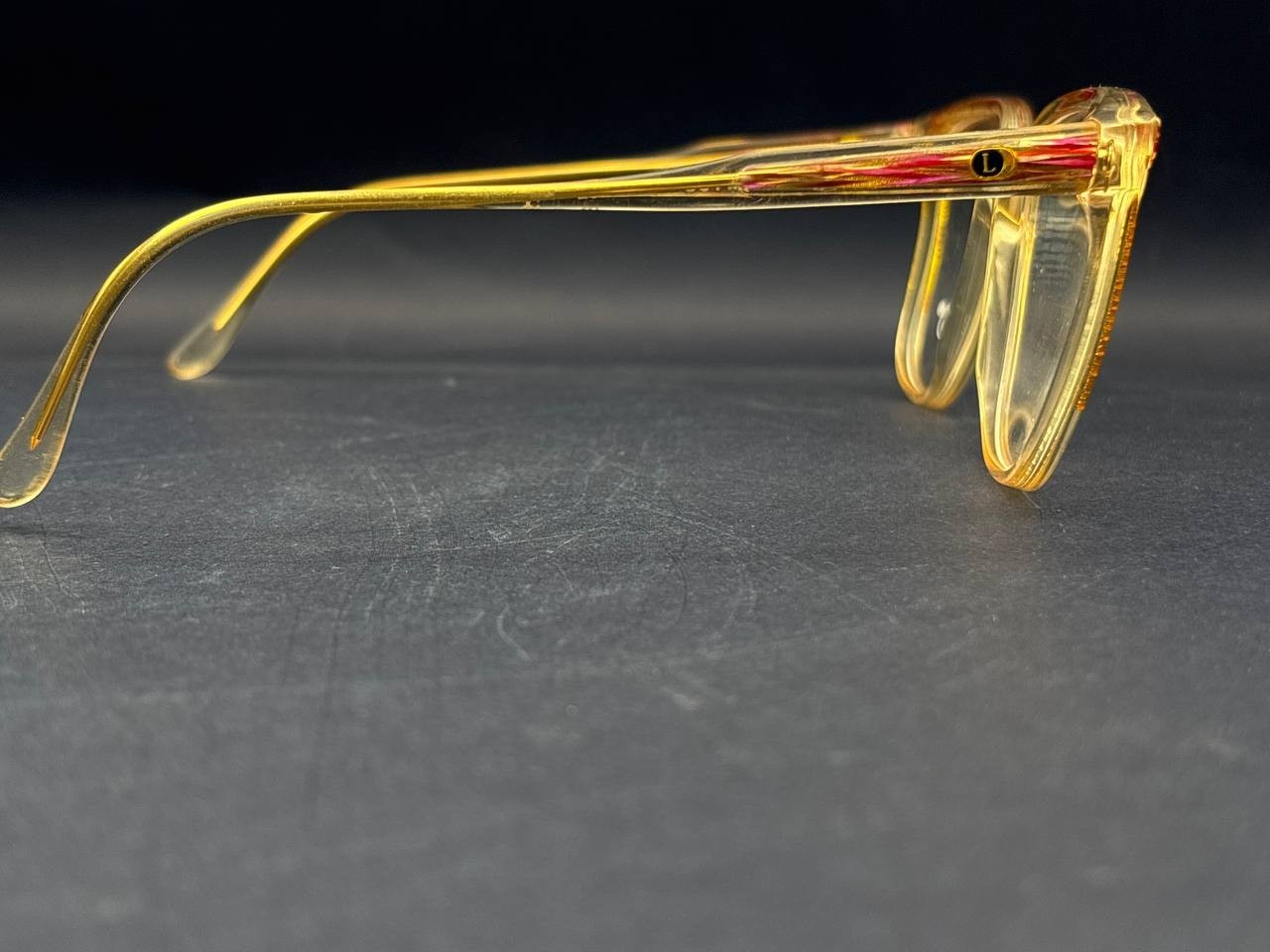 Vintage Lastes M-163 Eyeglasses Frame Clear Yellow Italy NOS 52-18 Women