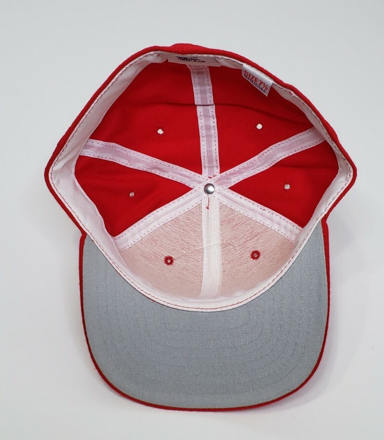 Vtg New Era Pacesetter Red Wool Blend Fitted Cap 7 5/8-7 3/4-7 1/2 USA Made NOS