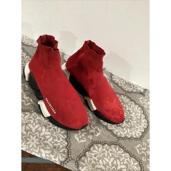 Balenciaga New Recycled Speed 2.0 Low-Top Sneakers in Red/White/Black 40