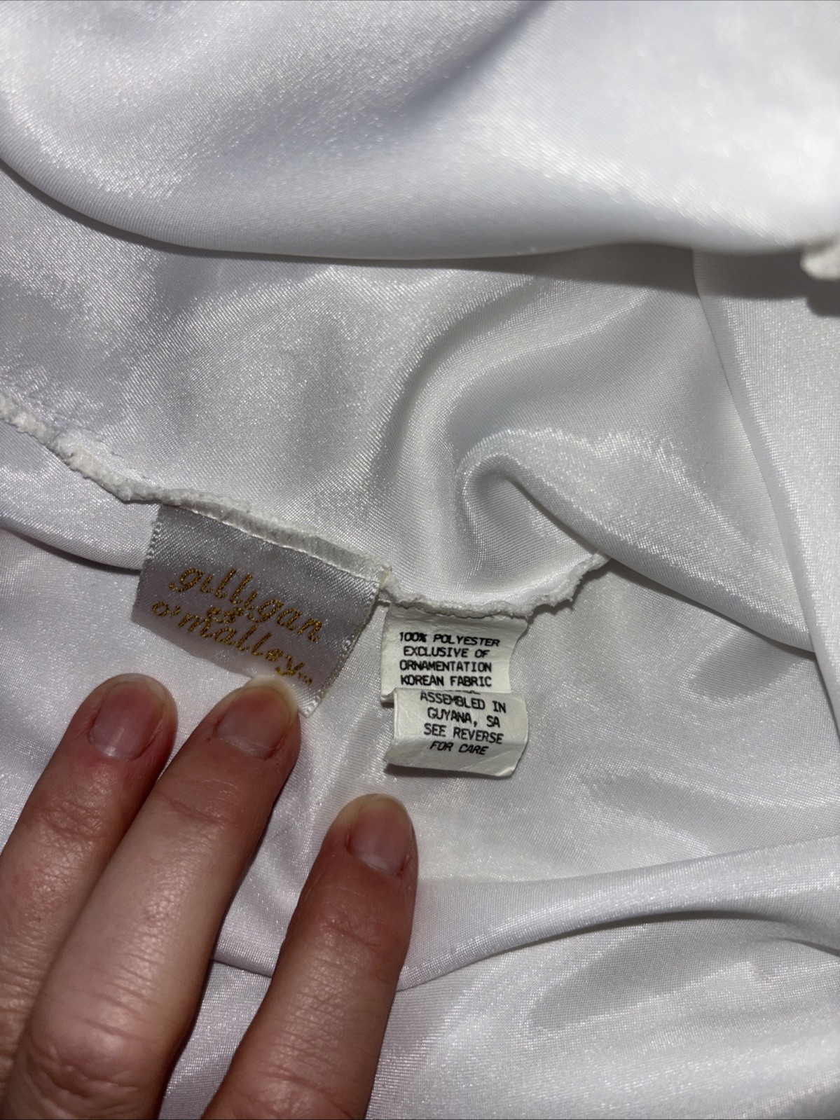 Vintage Gilligan & O’Malley Satin Lace Slip Nightgown White Large 90s Y2K Bridal