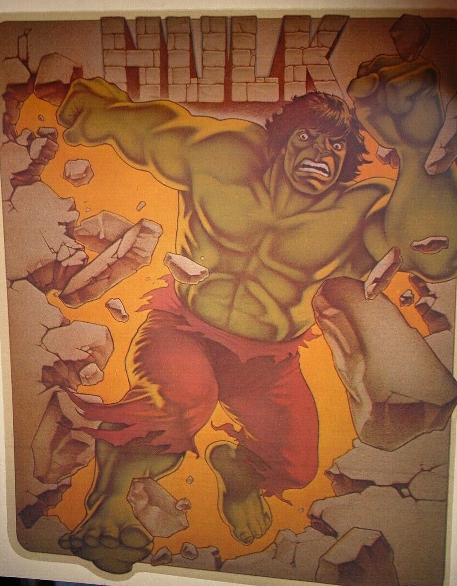 INCREDIBLE HULK VINTAGE AMERICANA MARVEL IRON ON TRANSFER -NICE, B-15