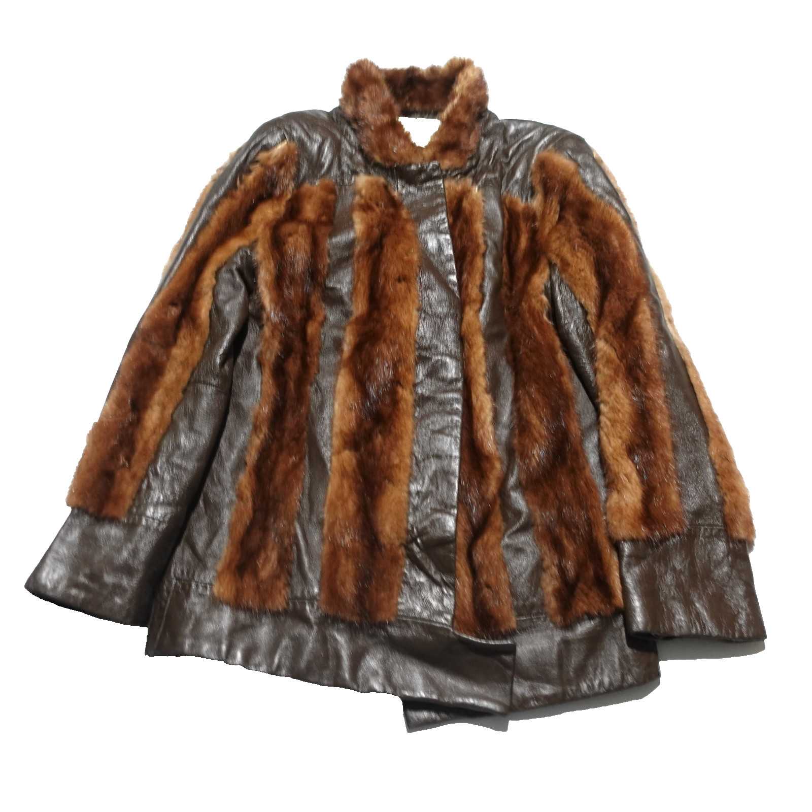 Vintage Women’s Fur Leather Coat Jacket Weiner’s of Lawrence Mass Size S/M Flaws