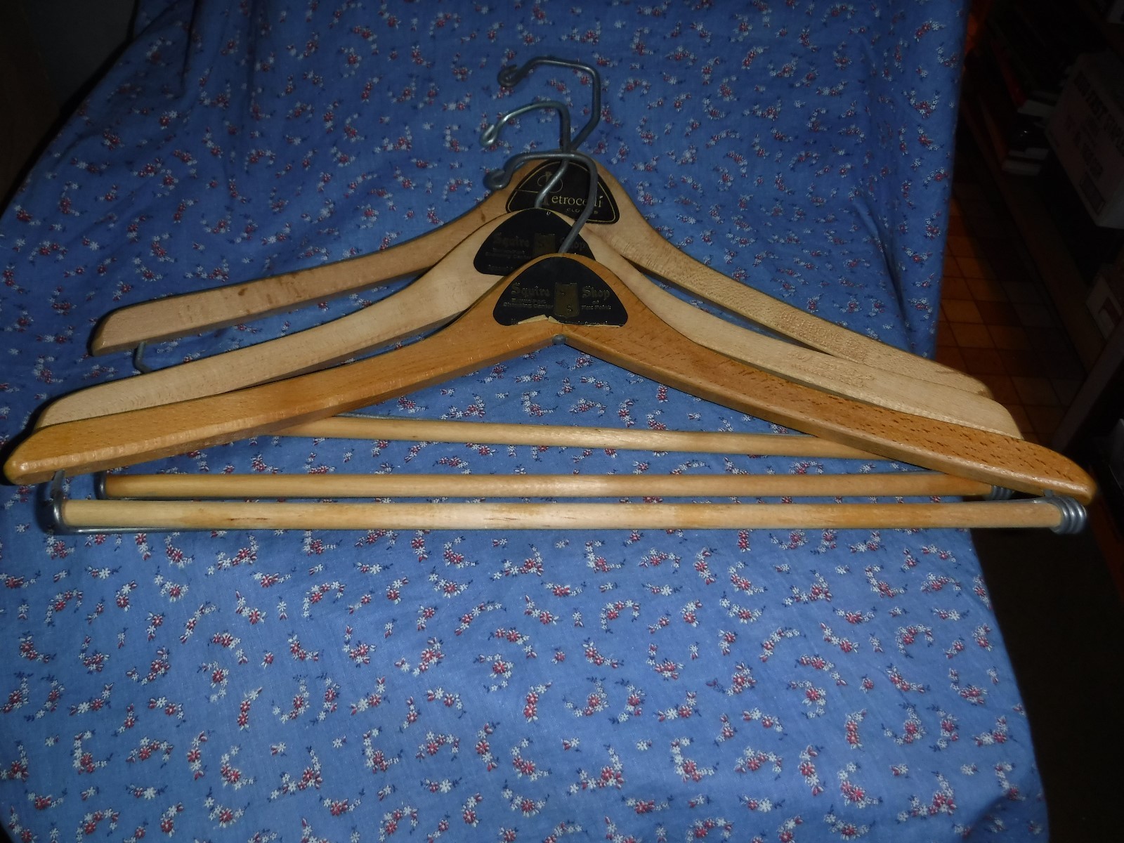 Vintage Clothes Hangers Wood 2 Squire Shop 1 Petrocelli 17 Inches at Widest