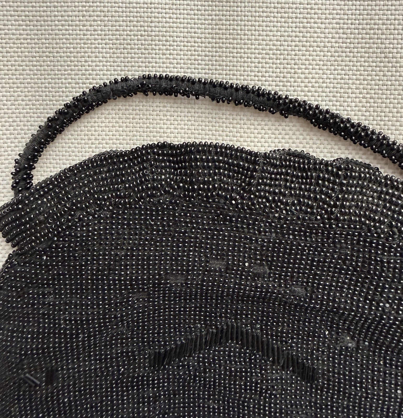 Czechoslovakia Black Glass Beaded Small Purse