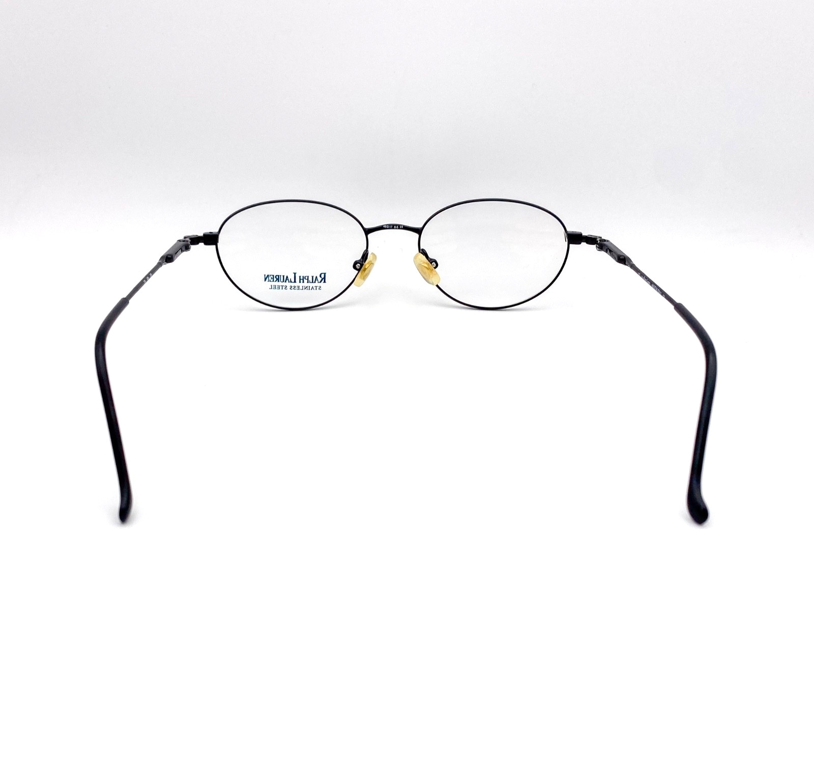 Vintage 1990s Ralph Lauren Black Stainless Steel Oval Eyeglasses | NOS Deadstock