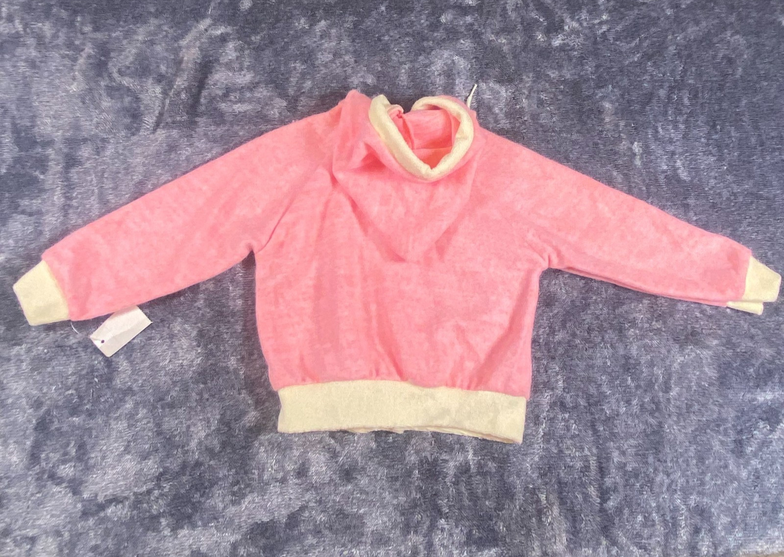 Vintage 70s JCPenney NOS Toddle Time Hoodie 2T Pink White Unisex USA Terry Cloth