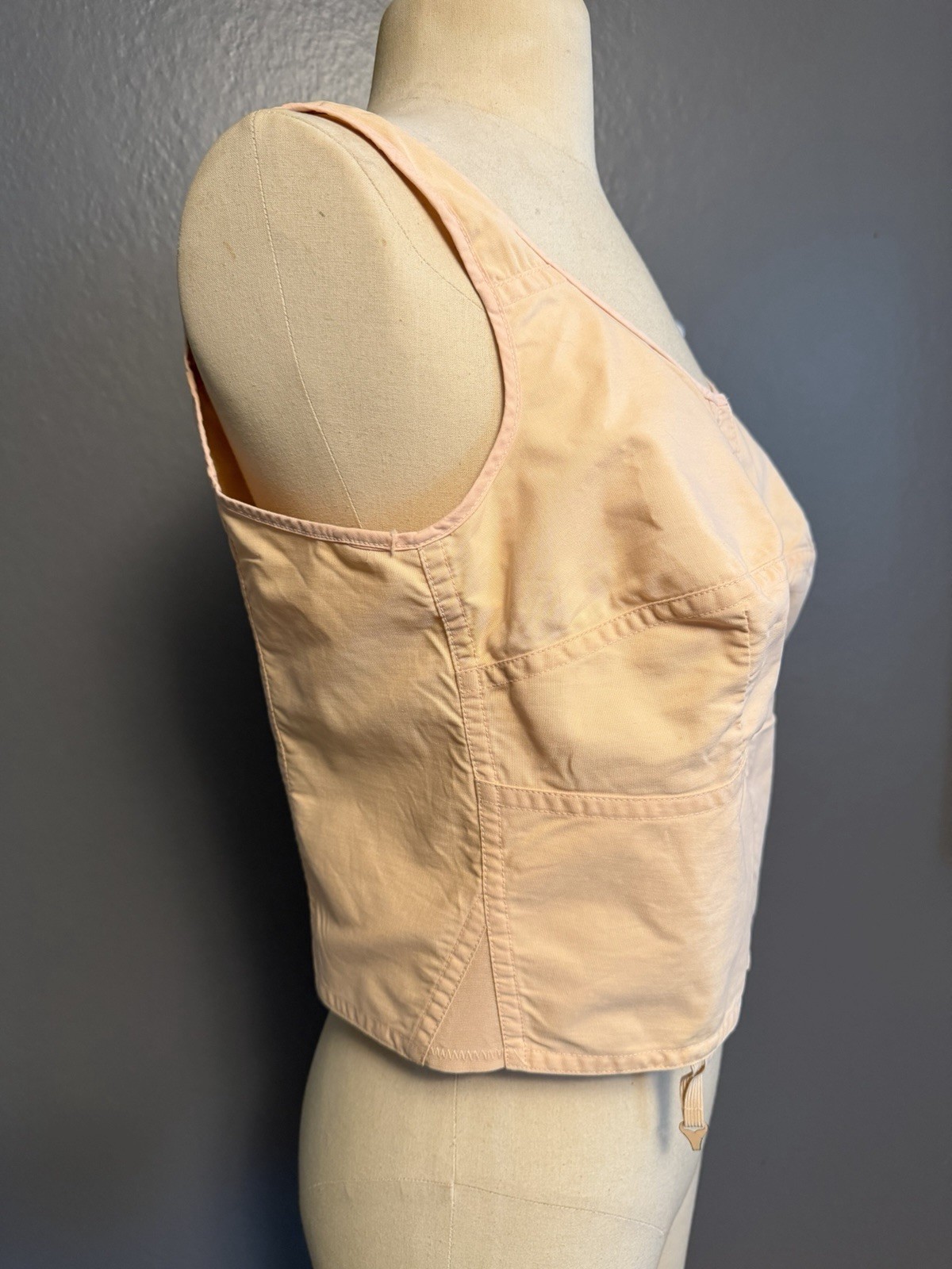 RARE NOS vintage 1920s Peach Pink Cotton Longline Bra Mme Poix Size 40 L Xl