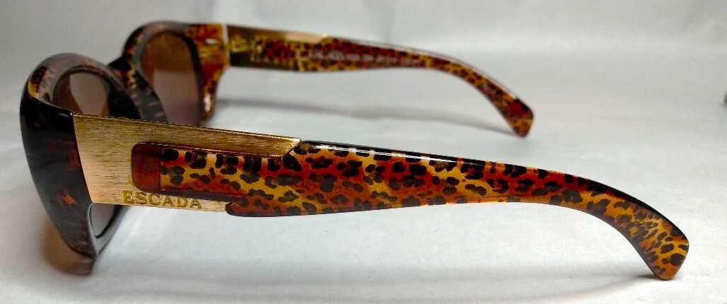 ESCADA F004 LEOPARD BROWN GOLD OVAL SUNGLASSES 55/17/120 VINTAGE FRANCE