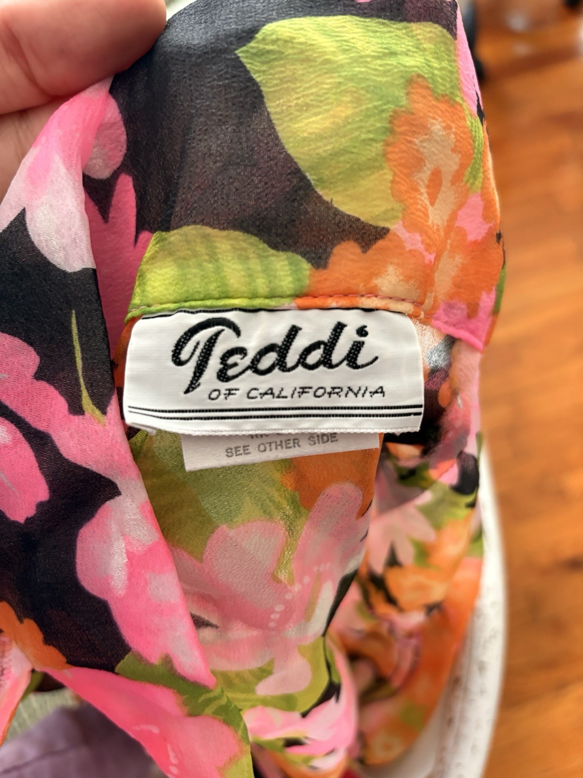 Vintage Teddi Of California Hippie Sheer Floral Button Up, True 1970’s