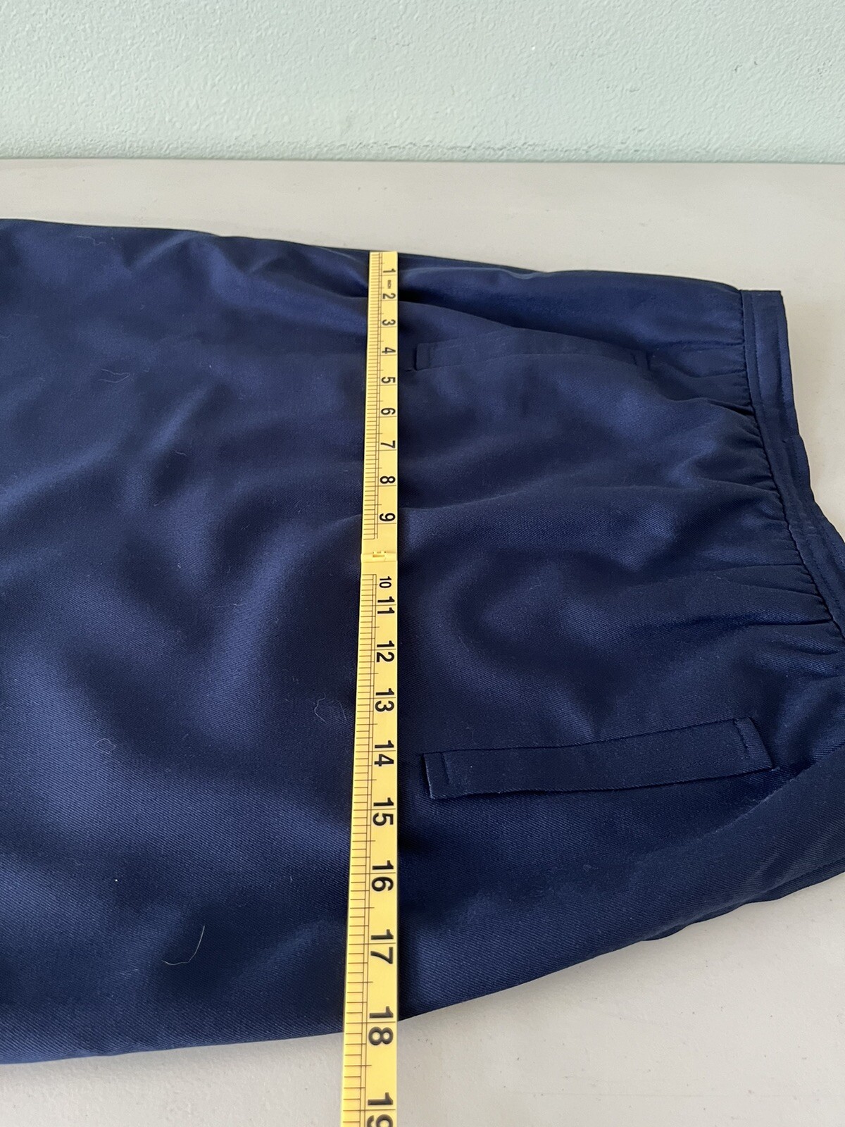 COURREGES PARIS Vtg Blue 100% Wool Skirt Pockets Lined Side Slits Size A (Small)
