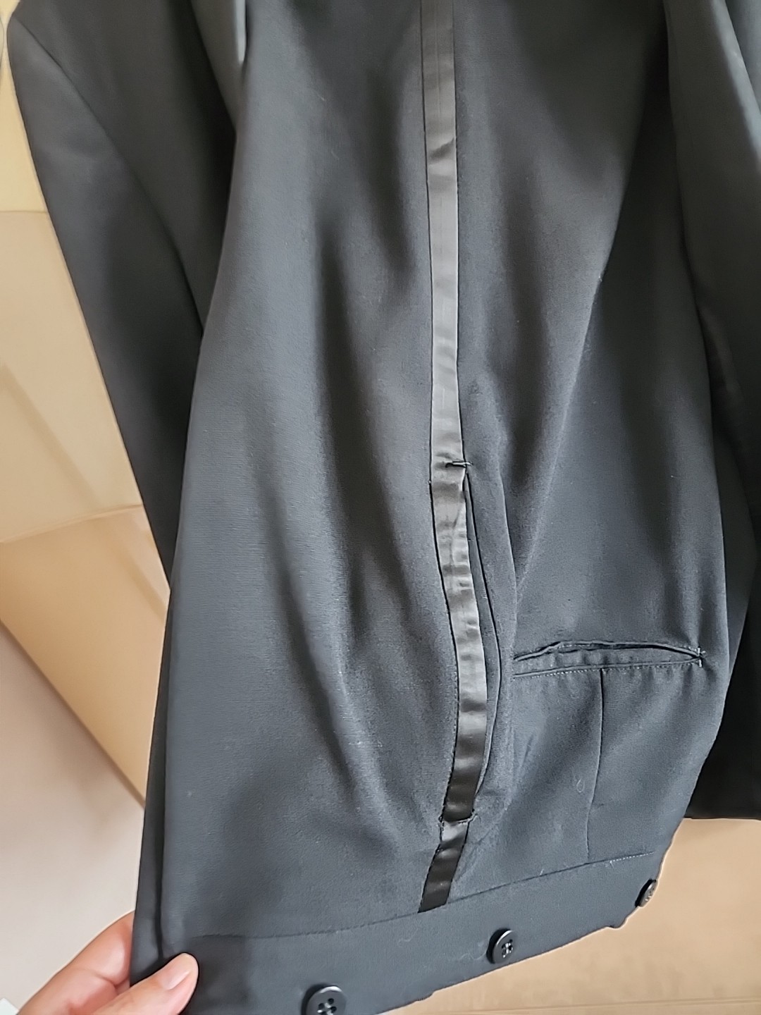 Vintage 70s Jack Silver Tuxedo Suit Black Satin Shawl Collar Union Made USA