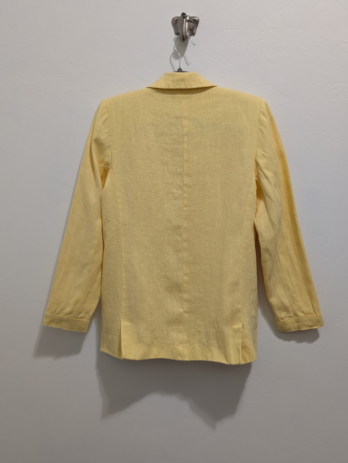 Vintage 90s Harvé Benard 100% Linen Yellow Blazer Pantsuit Set Women’s Size 6,8