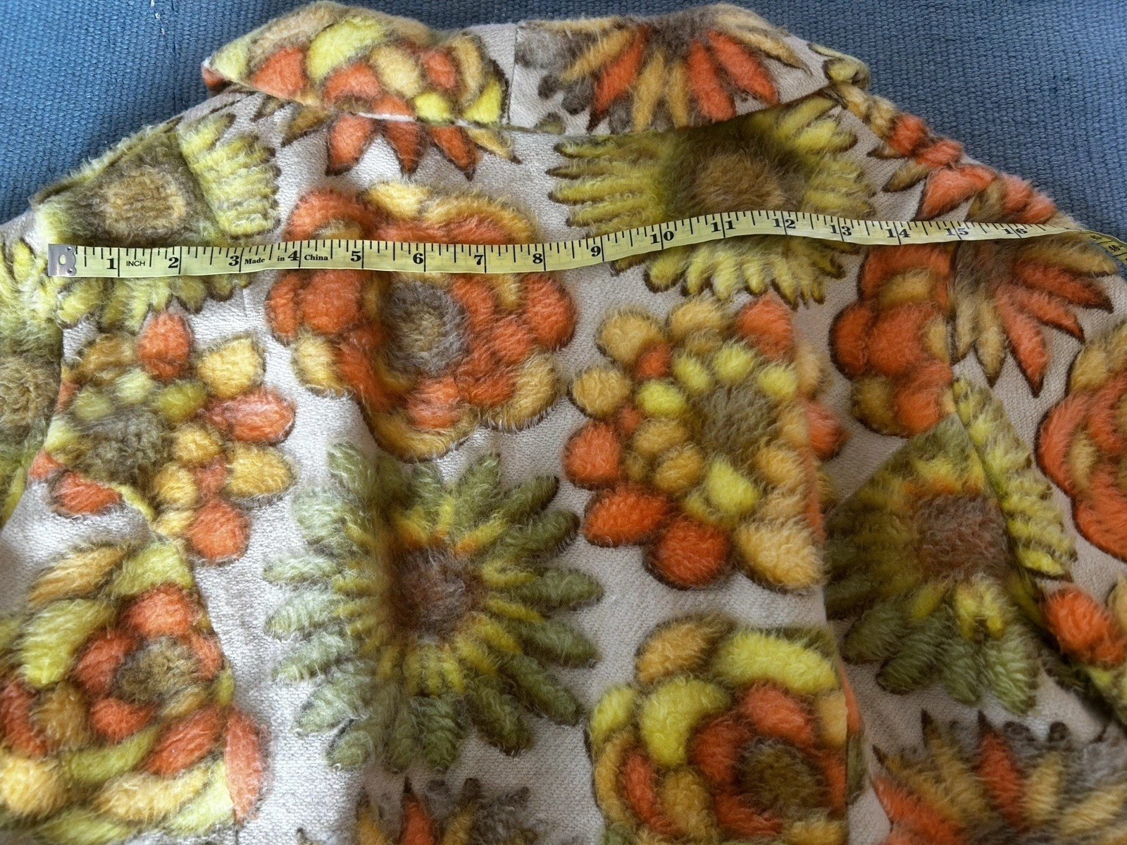1960s Neon Floral Fuzzy Jacket Size S/M