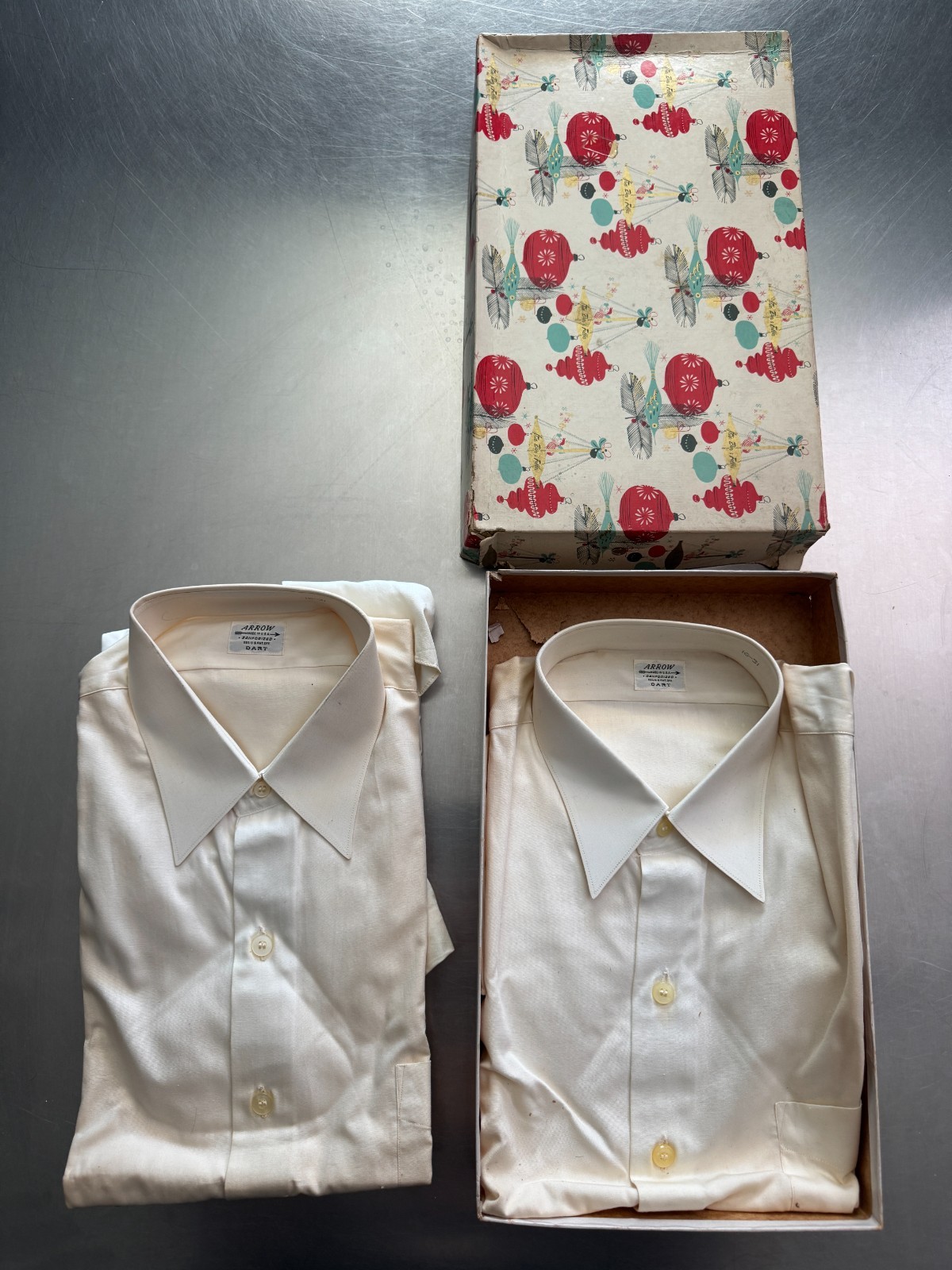 Vintage Deadstock Arrow Long Sleeve 2 Pack Shirts w Box White 16-31 Made in USA