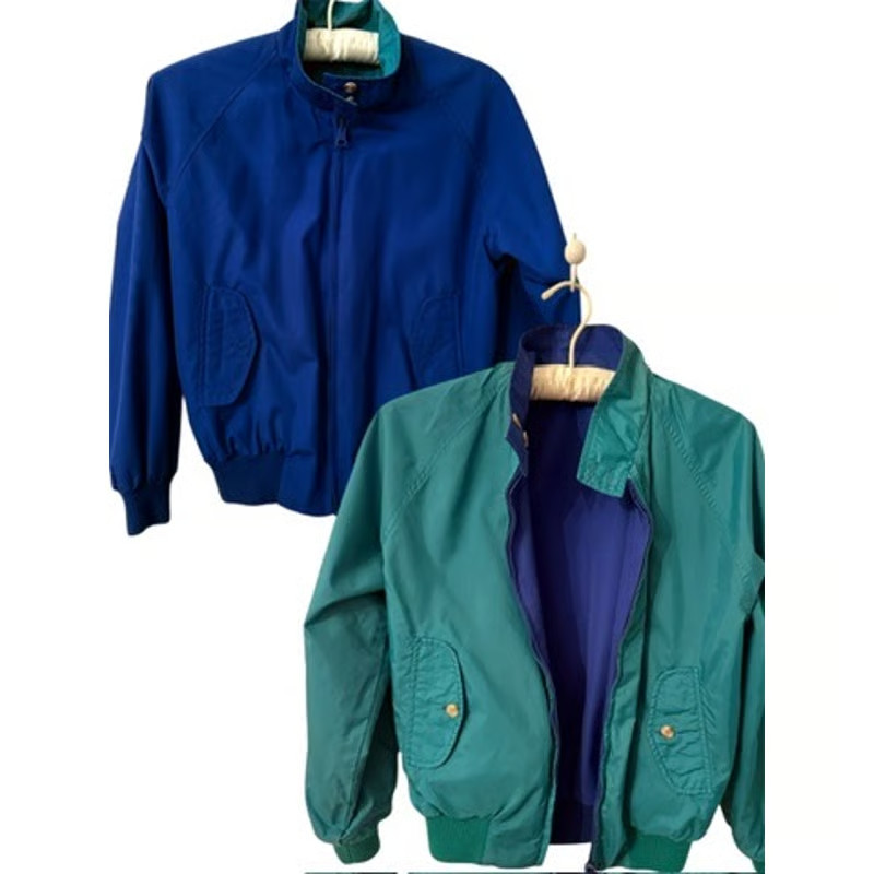 Lands’ End Reversible Bomber Jacket – Blue & Teal Nylon/Poly Blend – Size M