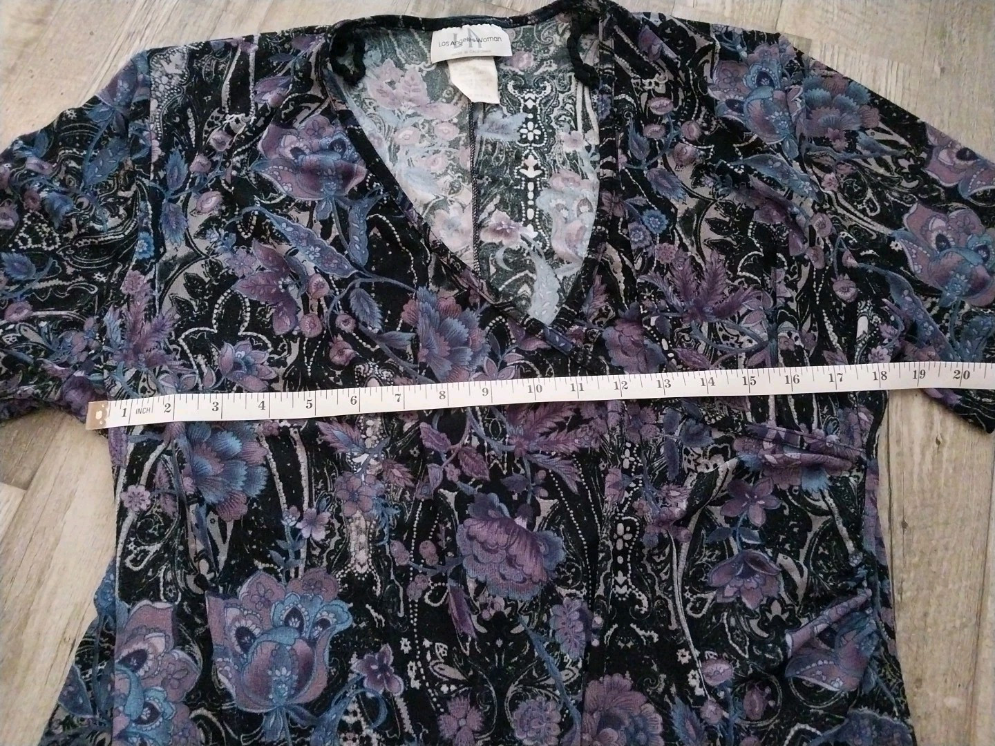 VTG Los Angelas Woman Size 16 Dress Made In USA Surplice Neckline Purple & Black