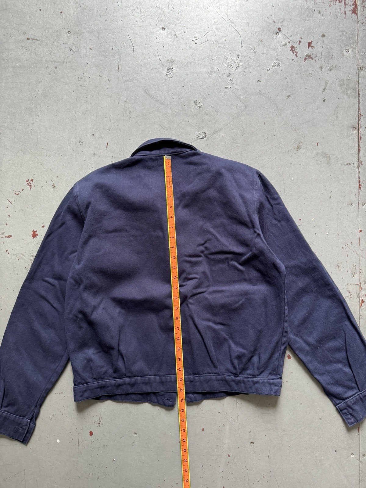 70s vintage French workwear cyclist moleskin worn faded blue short work jacket M