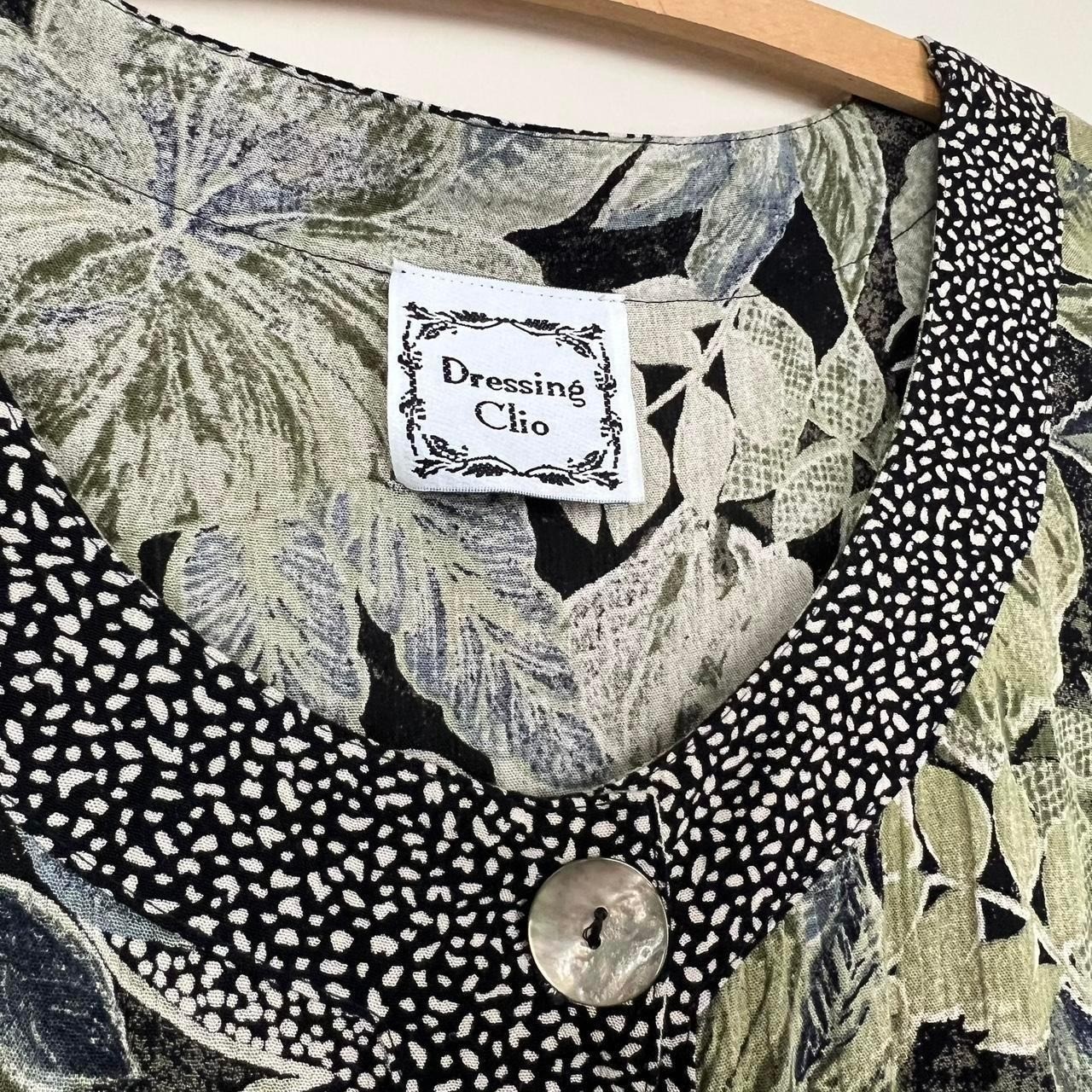 vintage 90s rayon gauze babydoll dress safari botanical plant floral boho hippie