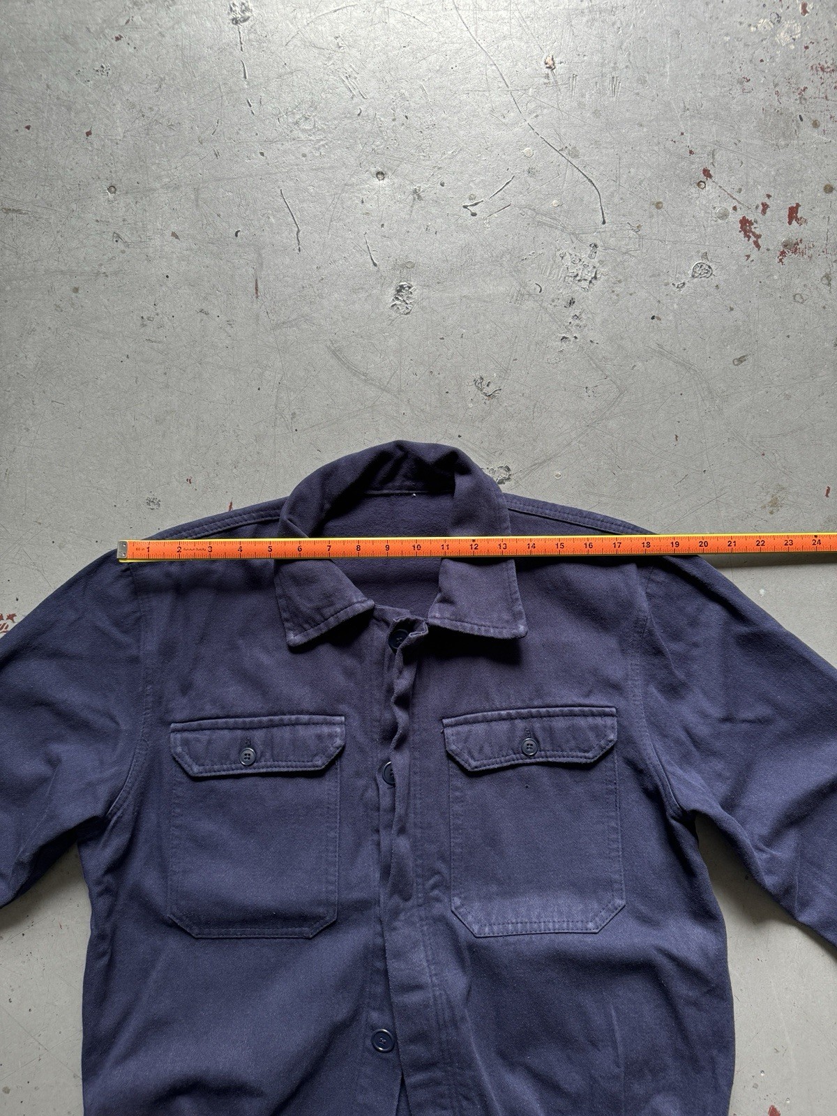 70s vintage French workwear cyclist moleskin worn faded blue short work jacket M