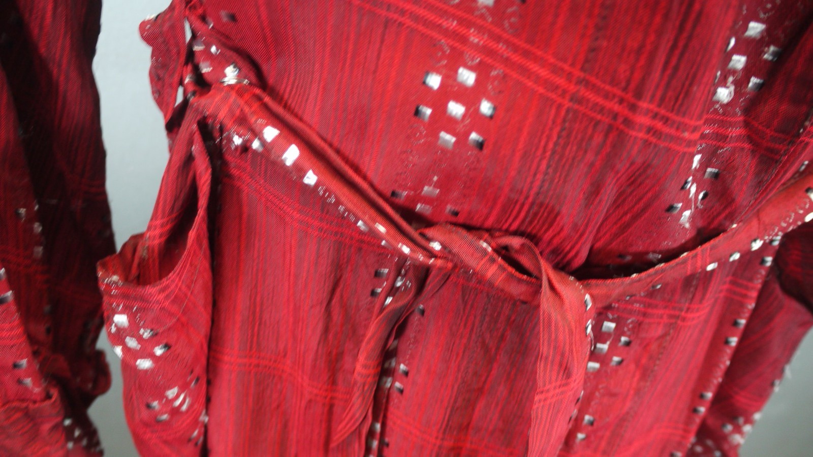 Elegant VTG Men’s St. MORITZ Acetate Rayon Loungewear RED Smoking FANCY Robe L