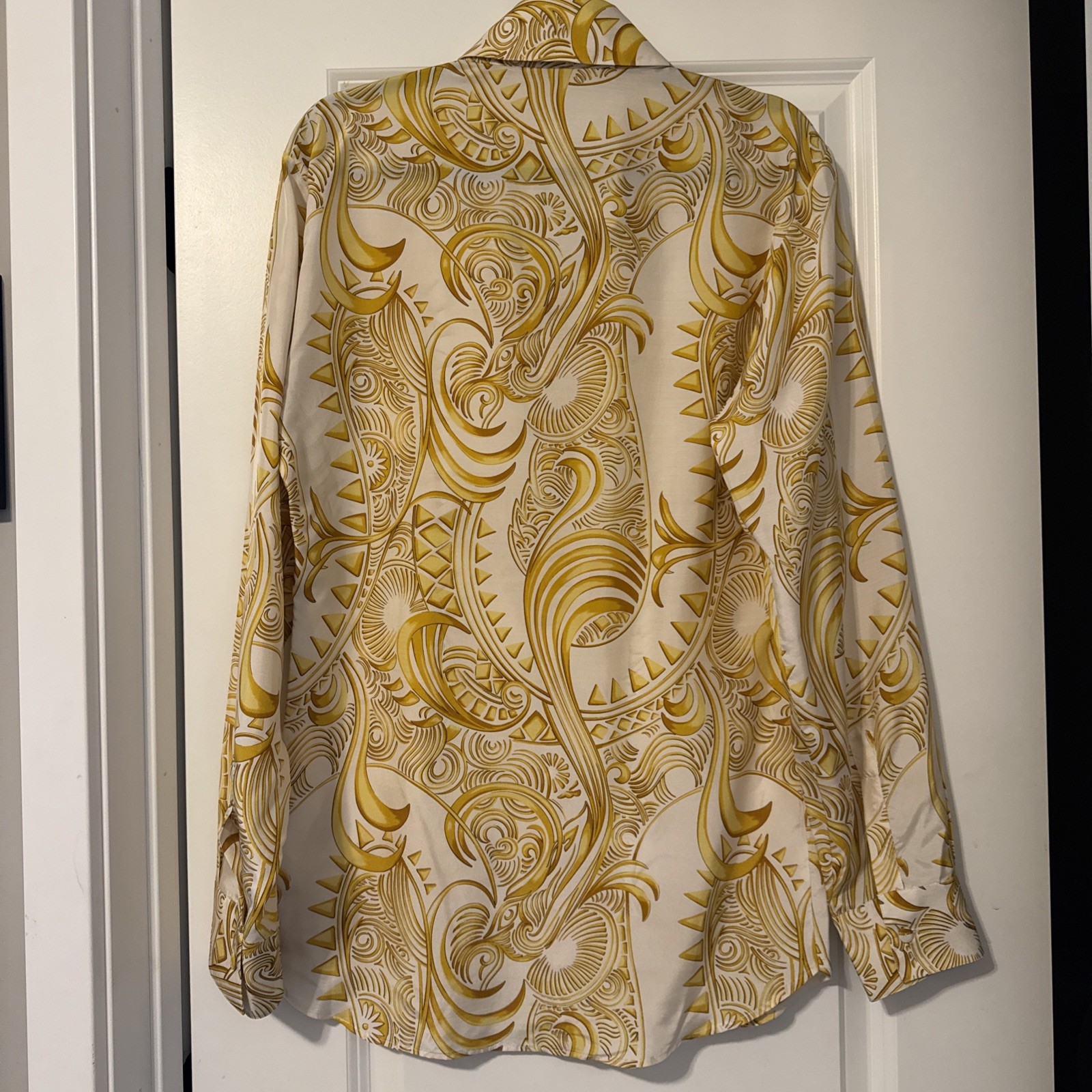 GIANNI VERSACE Vintage ivory & gold silk shirt Baroque print