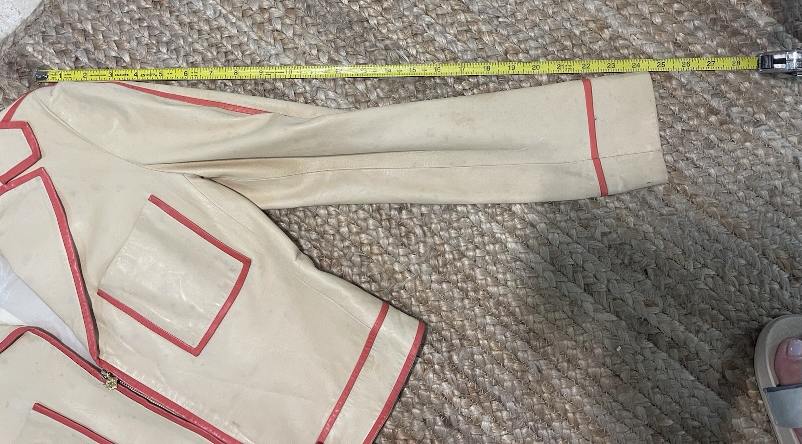 VTG Gianni Versace 2000 Leather Pant Suit 42 Nappa Lambskin Lion Zip Tan Orange