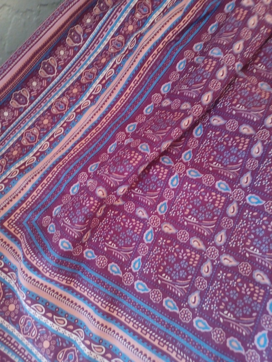 Vintage 1970s Tomboy Lesport Burgundy Paisley Boho Cottagecore Midi Skirt