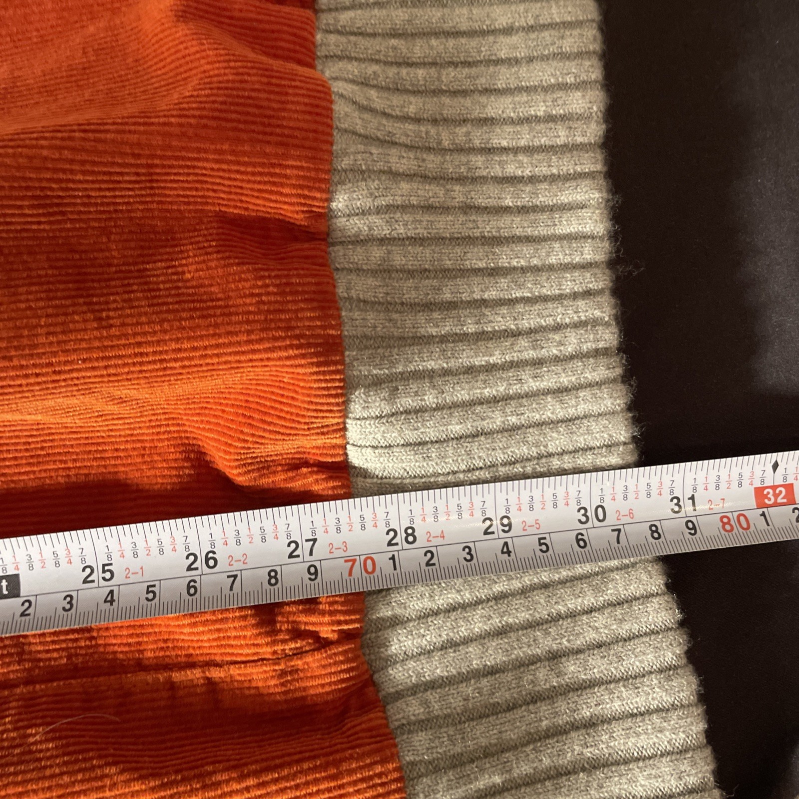 Luis Trenker Corduroy Utility Skirt Orange Leather Detail Pockets Sweater Hem