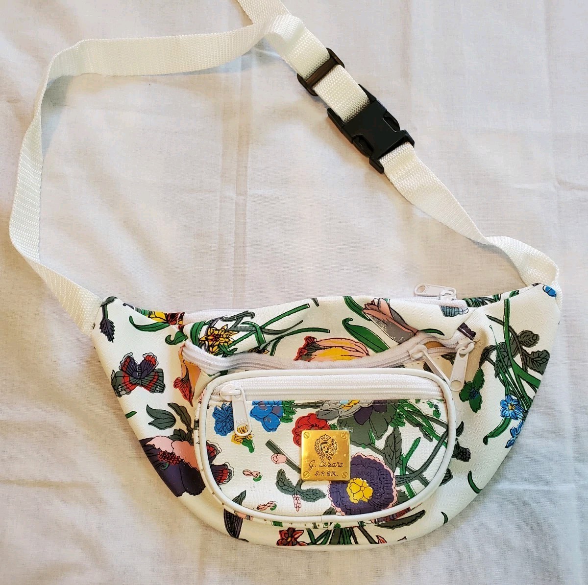 Vintage Floral G. Cesare SPQR Fanny Pack Flower Garden Butterfly