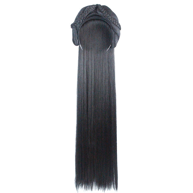 Hanfu One-Piece Headband Headgear Hanfu Wig Long Straight Hair Lazy Ancient Cos