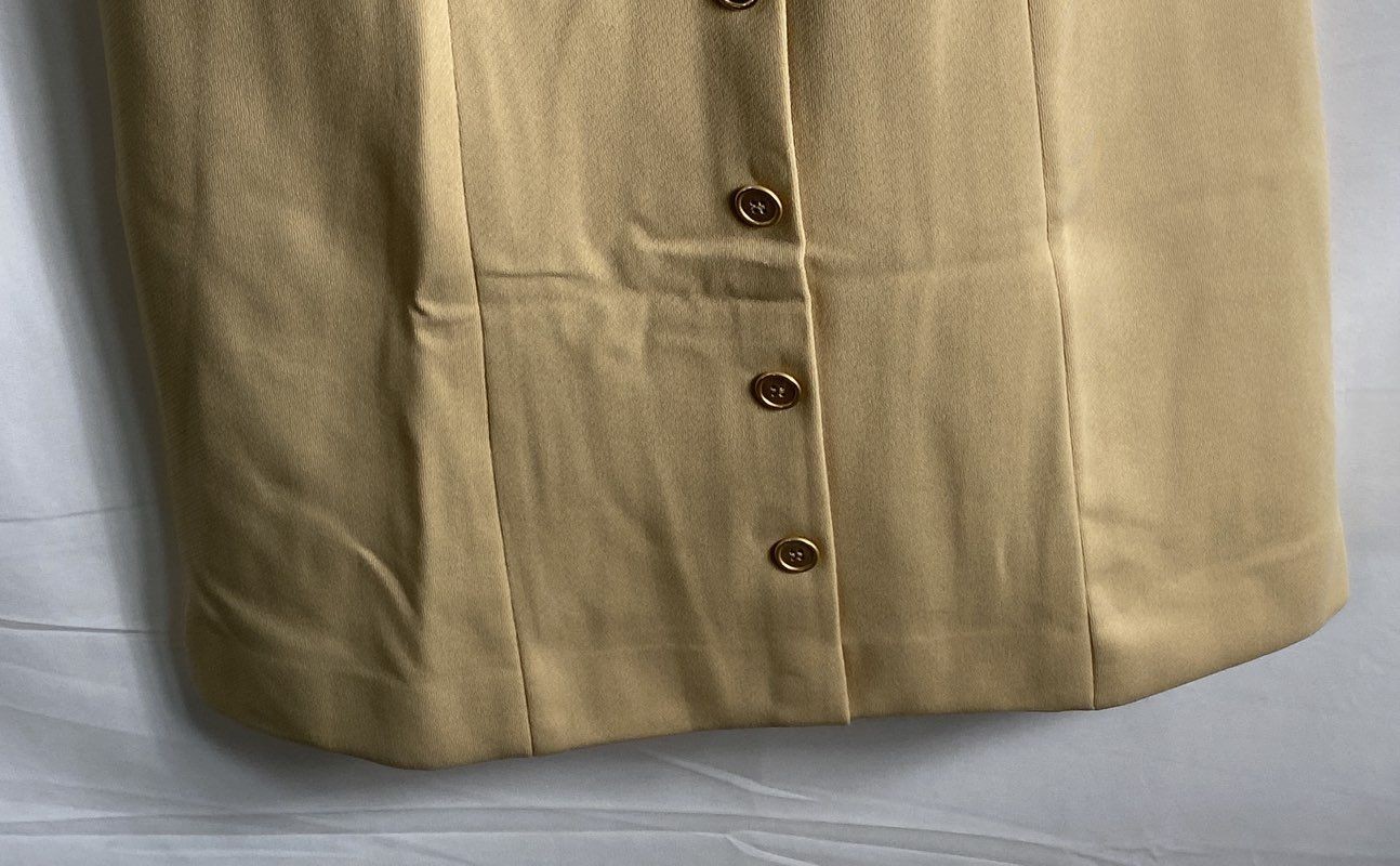 Vintage 70s Alison Ayre Women’s Tan Sleeveless Button Front Shift Dress ILGWU