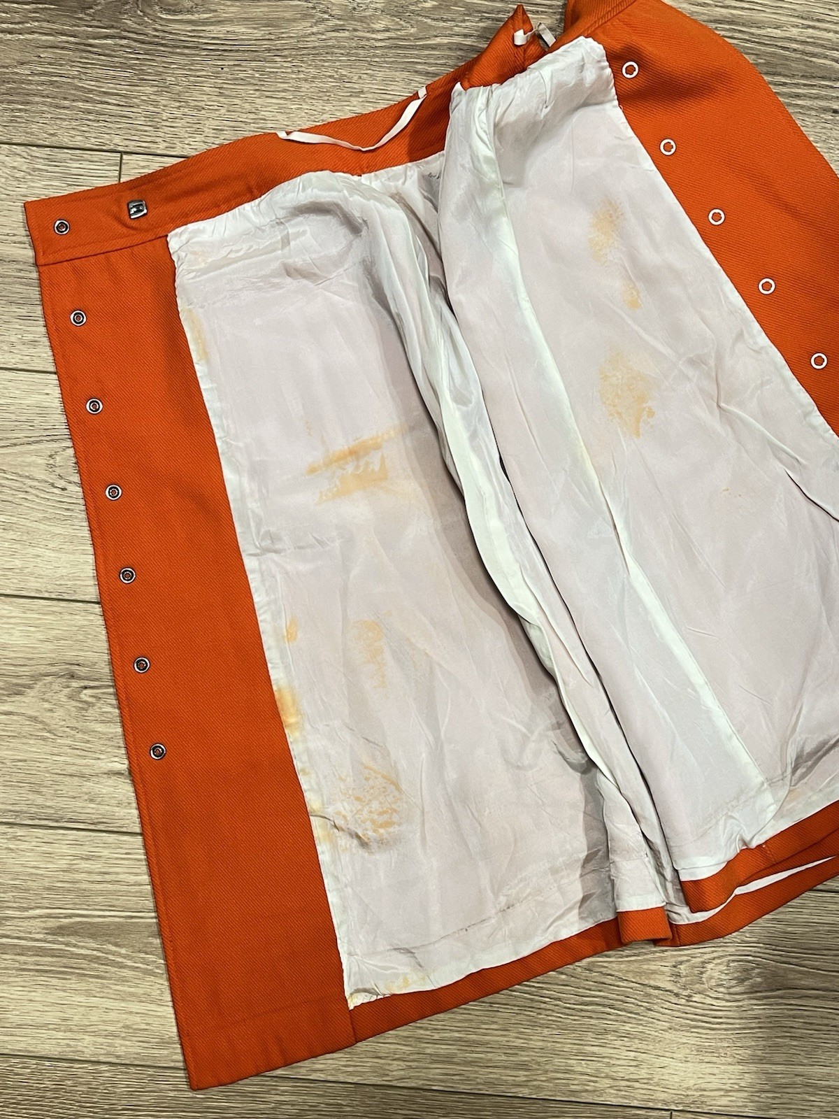 Vintage Courreges Paris 1970s Orange Wool Skirt Space Age Made in France Size XS