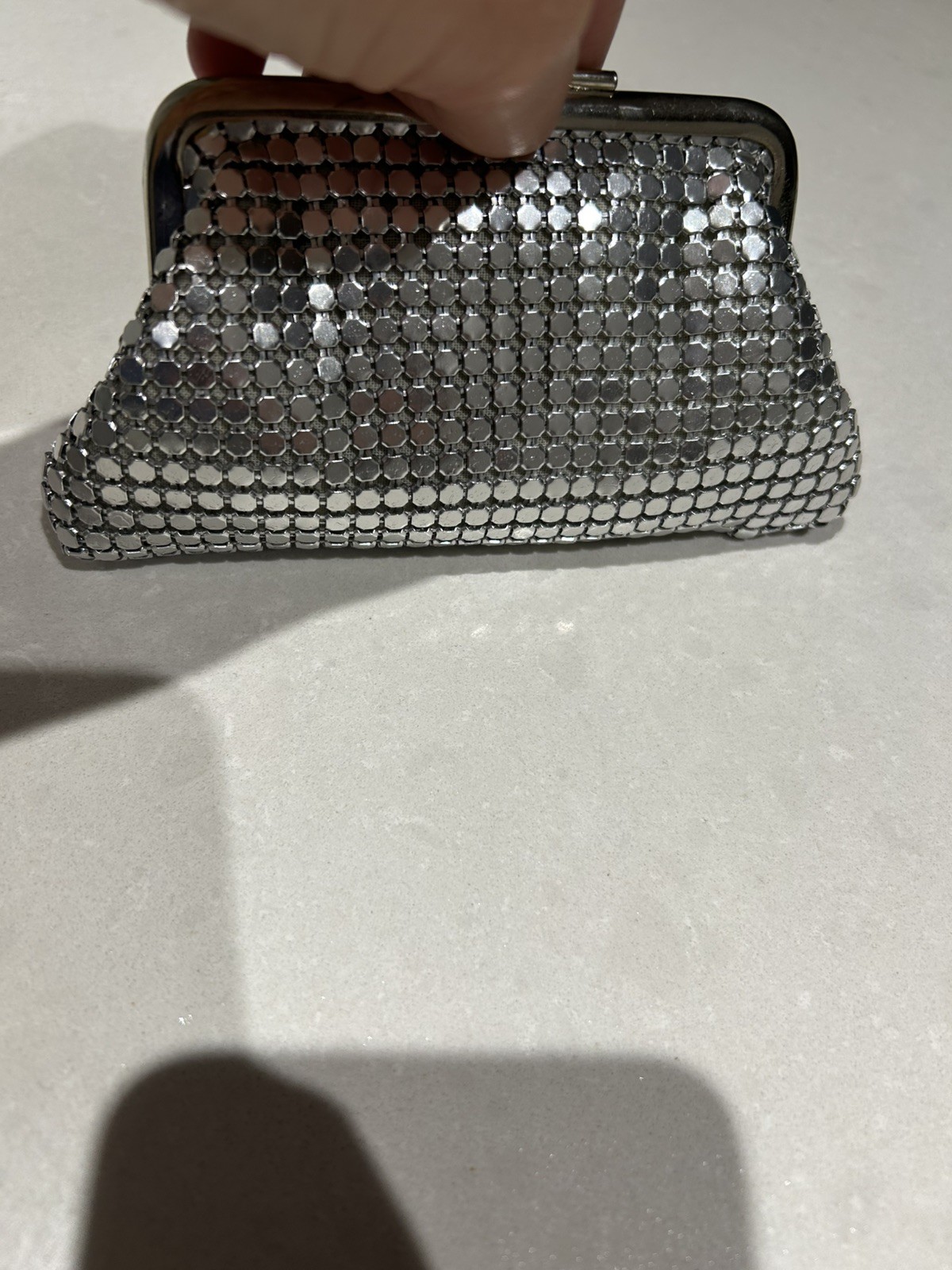 Vintage Suzy Smith metal silver glomesh decorative chainmail purse