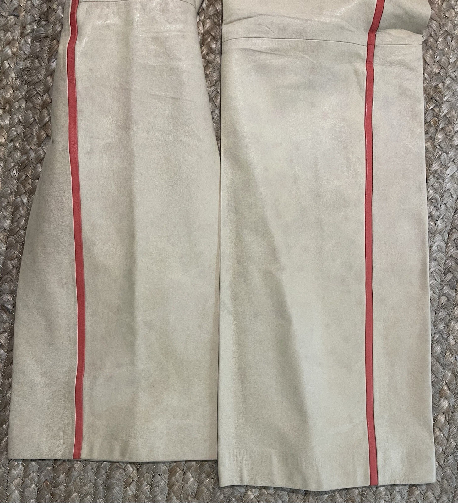 VTG Gianni Versace 2000 Leather Pant Suit 42 Nappa Lambskin Lion Zip Tan Orange