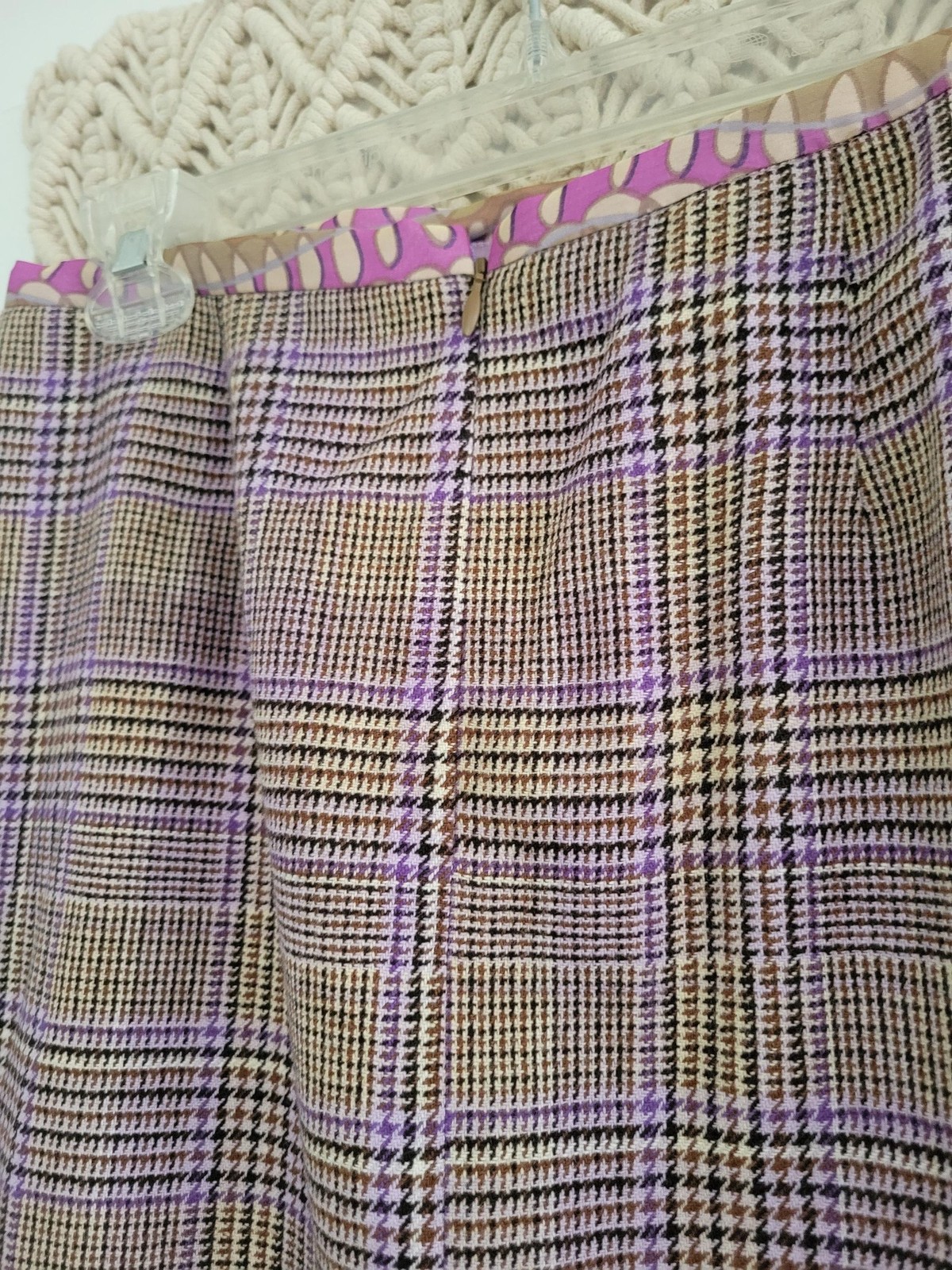 Vintage David Meister Plaid Skirt Suit — Wool Blend, Silk – Size 8