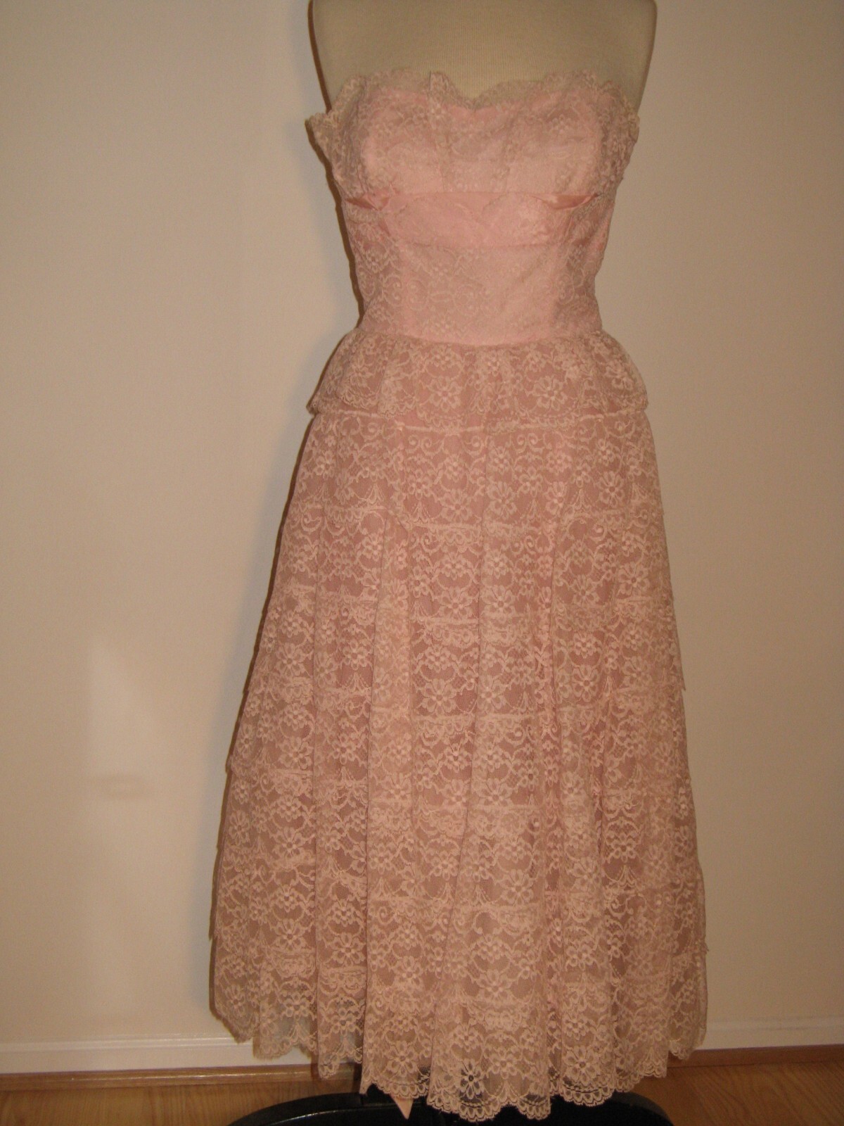 True Vintage 1950 Elegant Pink Special Occasion Dress