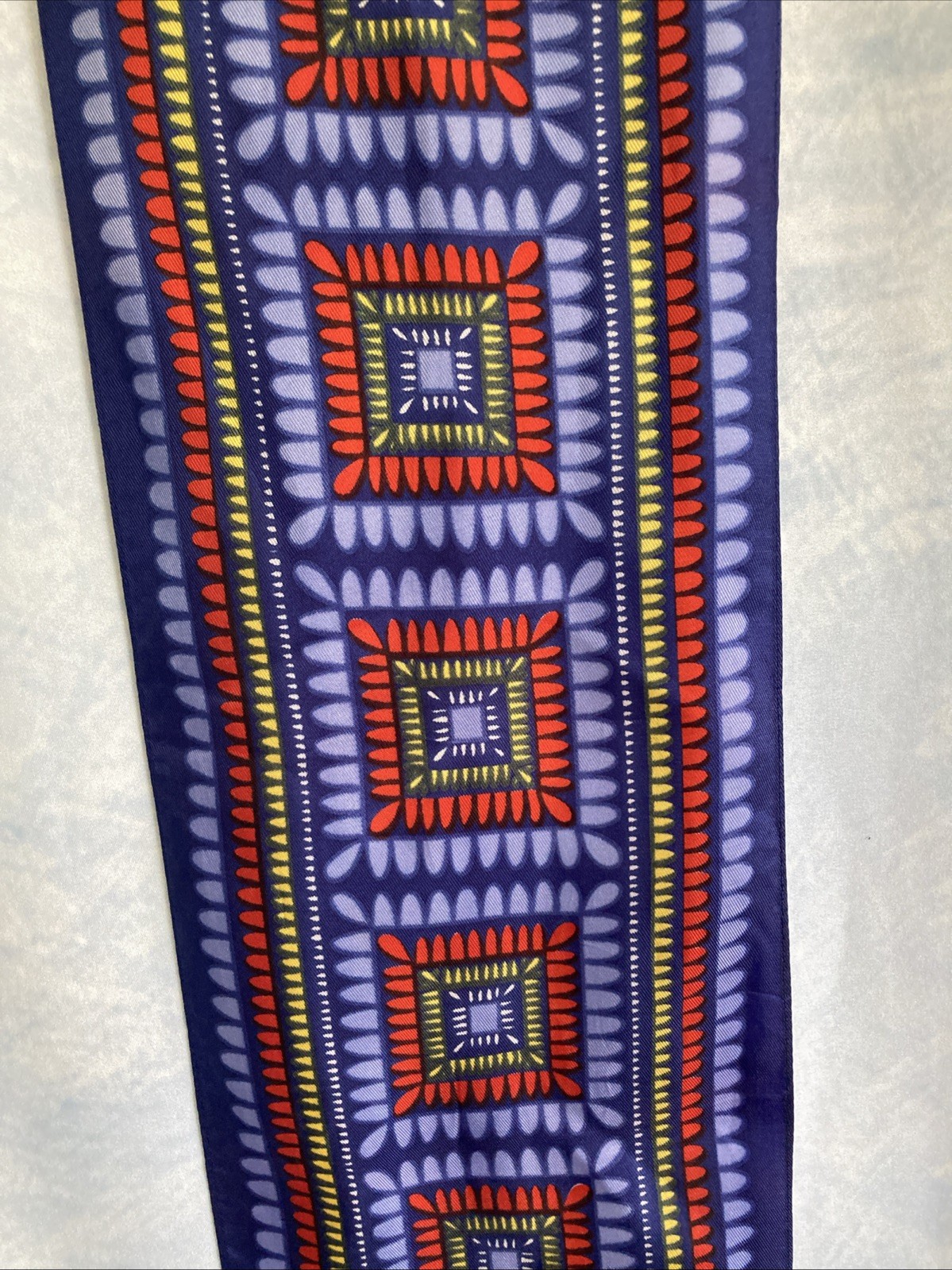 Vtg 1960s Geometric Mini Scarf Mod Acetate Rectangle 6×34” Made in Japan EUC MCM